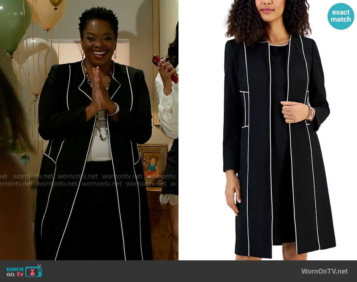 Kasper Long Sleeve Seamed Topper Jacket worn by Mona Wilson (Karan Kendrick) on Beyond the Gates