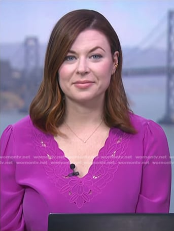 Kate Rogers's purple floral top on NBC News Daily