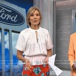 Kate’s white keyhole top and red floral skirt on NBC News Daily