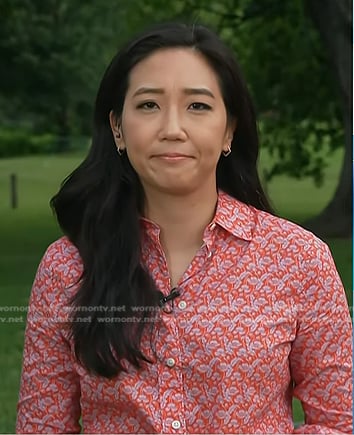 Kathy Park’s red floral button down shirt on Today