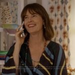 Kathy’s black striped wrap dress on And Just Like That