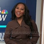 Kay’s brown belted jumpsuit on NBC News Daily