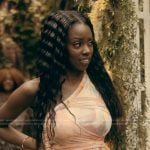 Kiesha’s floral one shoulder dress on The Chi