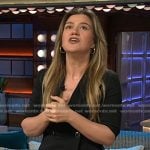 Kelly’s black pleated blazer dress on The Kelly Clarkson Show