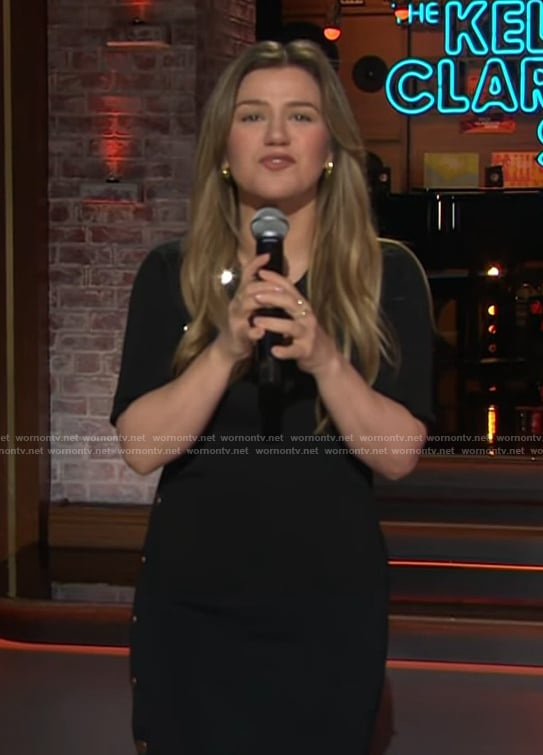Kelly’s black button detail dress on The Kelly Clarkson Show