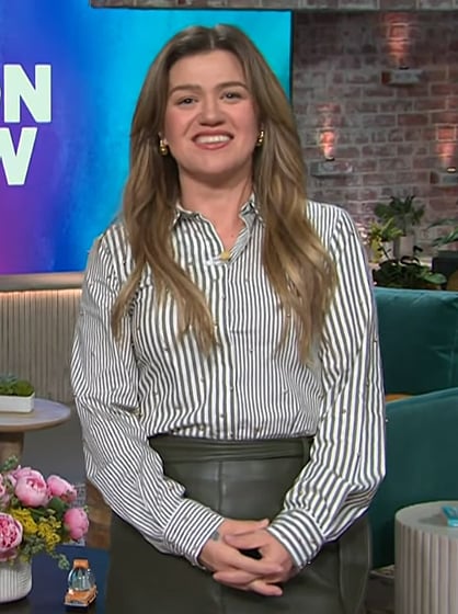 Kelly's striped studded shirt on The Kelly Clarkson Show