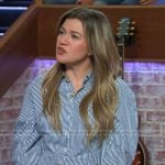 Kelly’s blue striped shirt on The Kelly Clarkson Show
