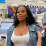 Kelli’s denim embellished jacket and mini skirt on The Real Housewives of Atlanta