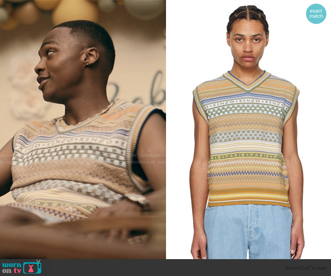 Kenzo Multicolor Kenzo Paris Fairisle Vest worn by Bakari (Ahmad Ferguson) on The Chi