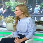 Kerry Condon’s blue gathered top on Today