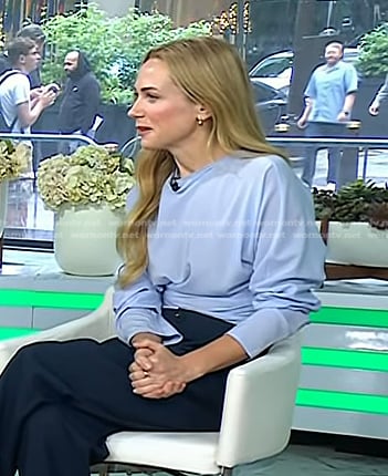 Kerry Condon’s blue gathered top on Today