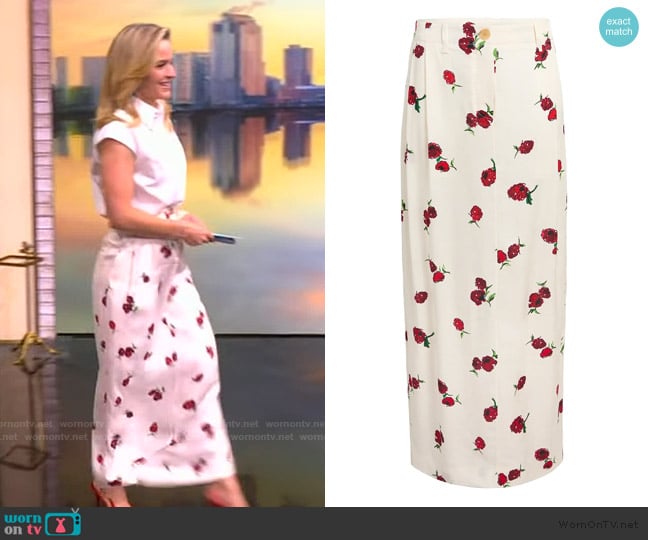 Sara’s white cherry print skirt on The View