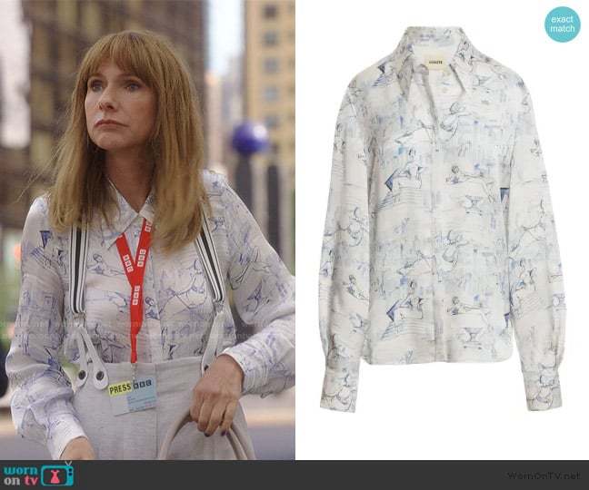 Khaite The Minta graphic-print shirt worn by Joy (Dolly Wells) on And Just Like That