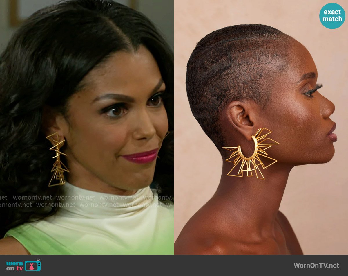 Khoi Large Simi Hoop worn by Dani Dupree (Karla Mosley) on Beyond the Gates
