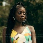 Kiesha’s abstract print dress on The Chi