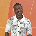 Kirk Franklin’s white floral mesh shirt on Today