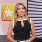 Kit’s black cardigan with contrast trim on Access Hollywood