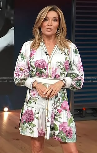 Kit’s white floral print mini dress on Access Hollywood