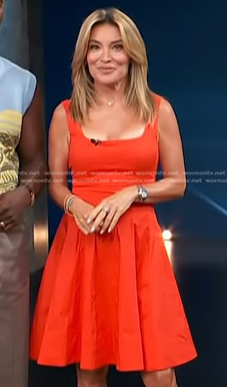 Kit's red square neck mini dress on Access Hollywood