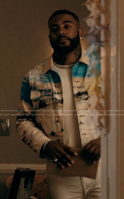 Knucks printed denim jacket on The Chi
