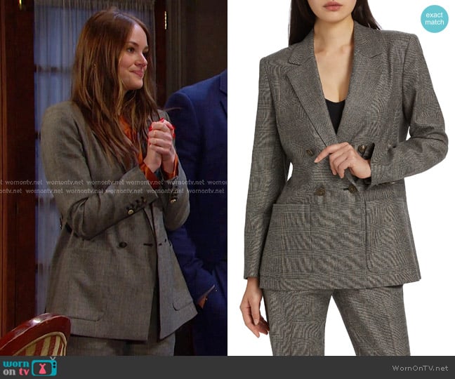 Kobi Halperin Nebula Plaid Double-Breasted Jacket worn by Stephanie Johnson (Abigail Klein) on Days of our Lives
