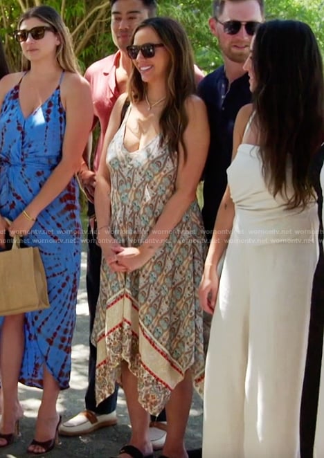 Kristen's printed asymmetric dress on The Valley