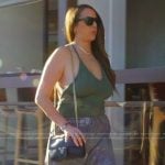 Kristen’s metallic pants and leather bag on The Valley