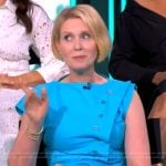 Cynthia Nixon’s blue peplum top and pants on The View
