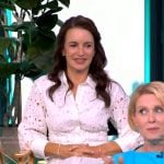 Kristin Davis’s white eyelet shirtdress on The View