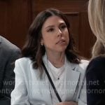 Kristina’s light blue linen blazer on General Hospital