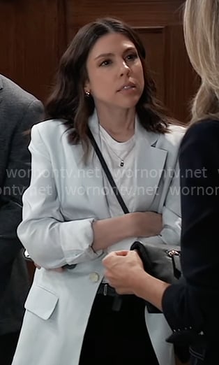 Kristina's light blue linen blazer on General Hospital