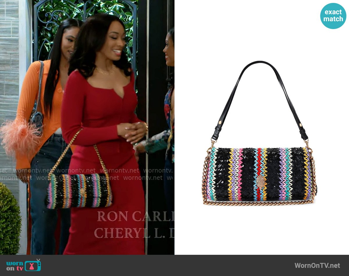Kurt Geiger Long Kensington Woven Shoulder Bag worn by Madison Montgomery (Kenjah) on Beyond the Gates