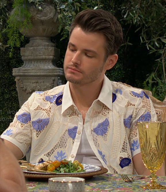 Kyle's floral crochet shirt on The Young and the Restless