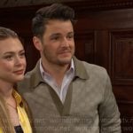 Kyle’s green checked polo sweater on The Young and the Restless