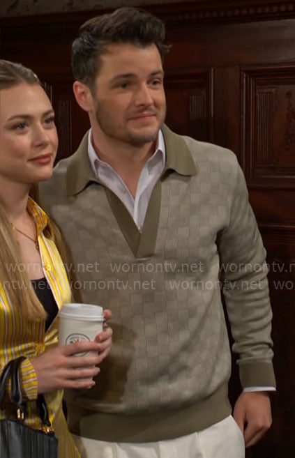 Kyle's green checked polo sweater on The Young and the Restless