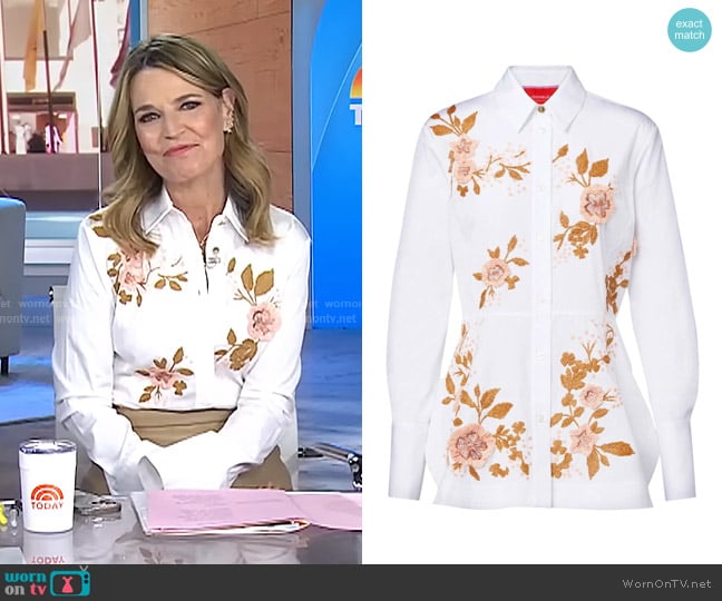 La DoubleJ Iris Embroidered Cotton Poplin Shirt worn by Savannah Guthrie on Today