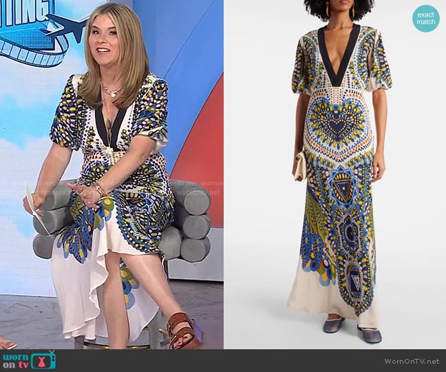 La DoubleJ Marlene Dress in Chakra Placee Multicolor worn by Jenna Bush Hager on Today