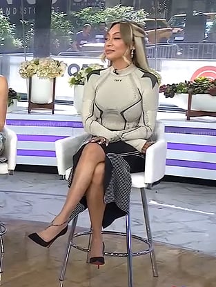 La La Anthony's print mock neck top skirt on Today