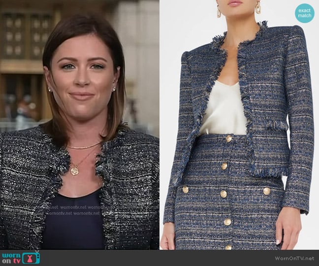 L'Agence Angelina Metallic Tweed Jacket worn by Chloe Melas on Today