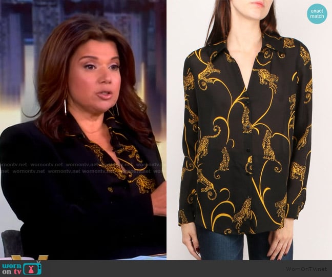 L'Agence Nina Tiger Blouse worn by Ana Navarro on The View