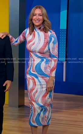 Lara’s printed fitted dress on Good Morning America