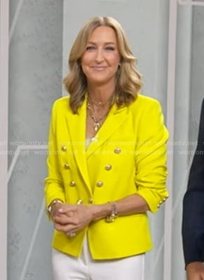 Lara's yellow double breasted blazer on Good Morning America