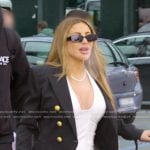 Larsa’s black blazer with gold buttons on The Real Housewives of Miami
