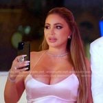 Larsa’s blush pink satin dress on The Real Housewives of Miami