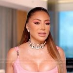 Larsa’s pink confessional top on The Real Housewives of Miami