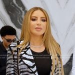 Larsa’s zebra embellished moto jacket on The Real Housewives of Miami