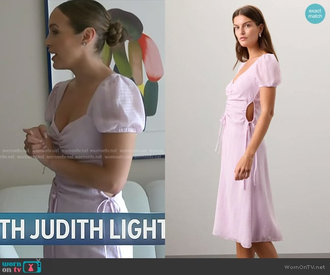 Louna Cut Out Dress in Purple worn by Emily Orozco on Access Hollywood