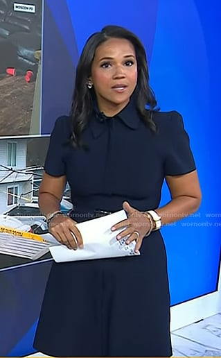 Laura's navy collared mini dress on Today