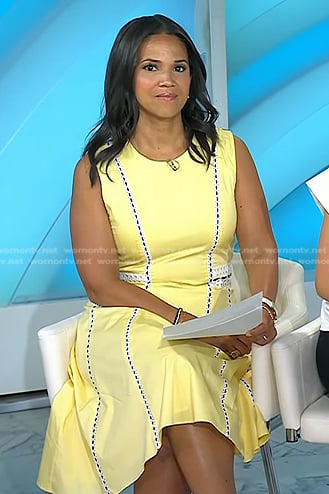 Laura’s yellow lace trim midi dress on Today