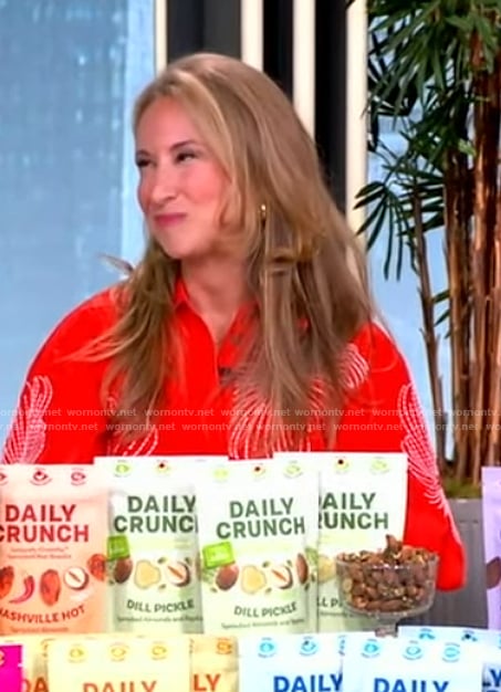 Laurel Orley’s red floral embroidered dress on The View